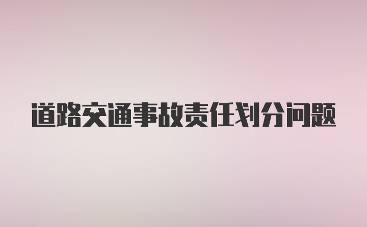 道路交通事故责任划分问题