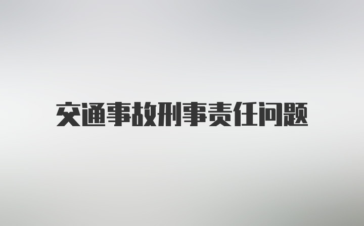 交通事故刑事责任问题