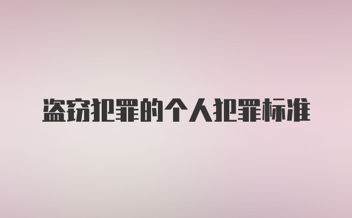 盗窃犯罪的个人犯罪标准