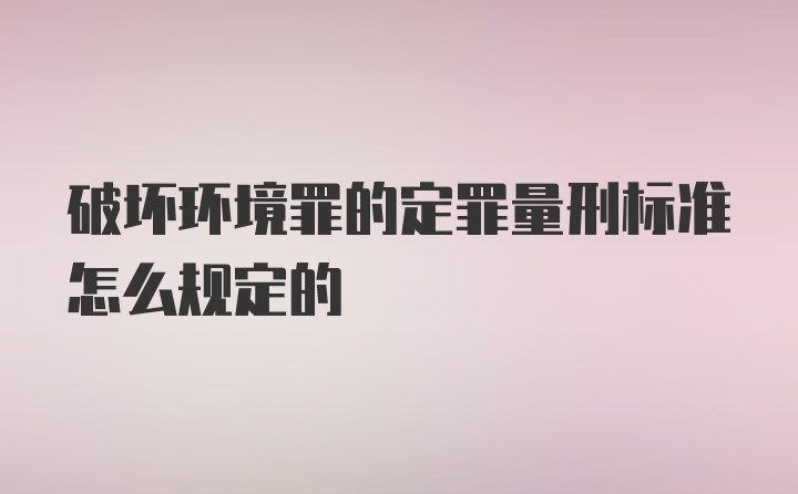 破坏环境罪的定罪量刑标准怎么规定的