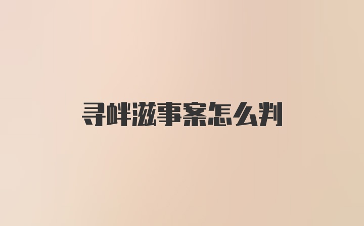 寻衅滋事案怎么判