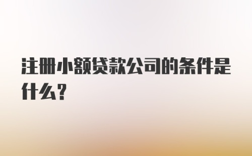 注册小额贷款公司的条件是什么？