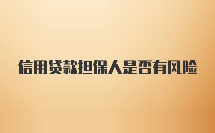 信用贷款担保人是否有风险