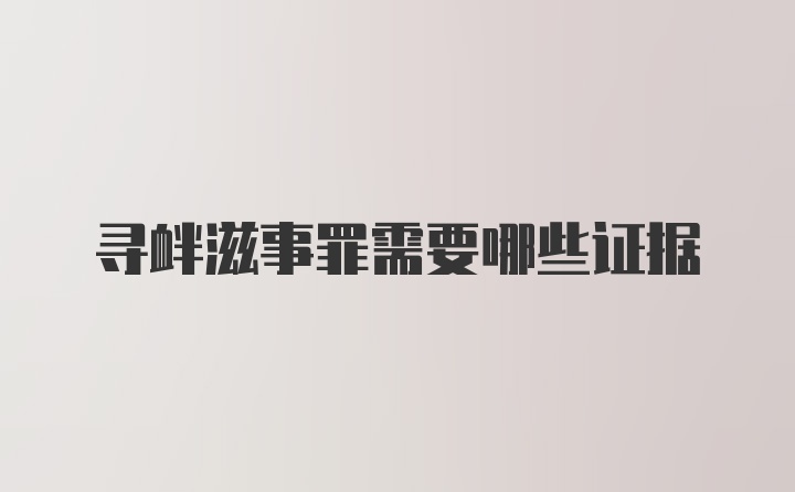 寻衅滋事罪需要哪些证据