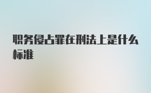 职务侵占罪在刑法上是什么标准