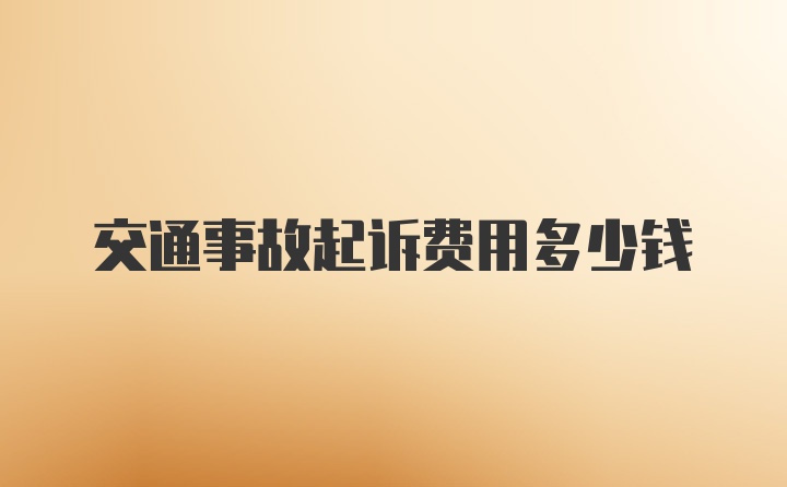 交通事故起诉费用多少钱