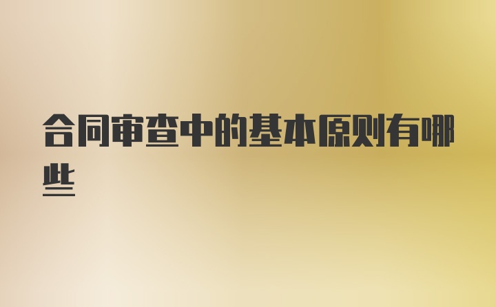 合同审查中的基本原则有哪些