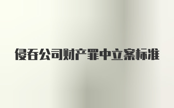 侵吞公司财产罪中立案标准