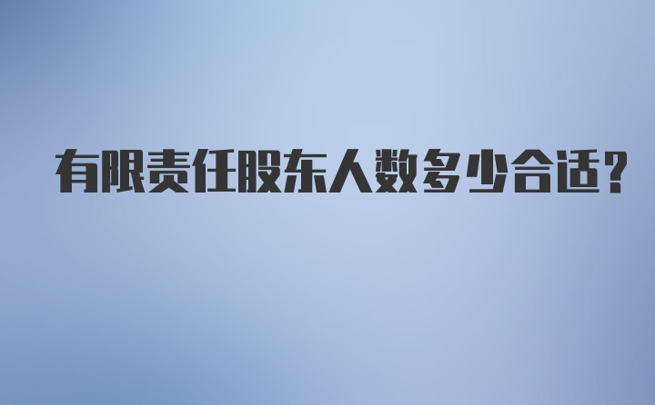 有限责任股东人数多少合适?