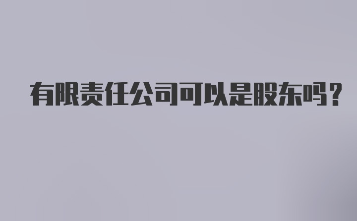 有限责任公司可以是股东吗？