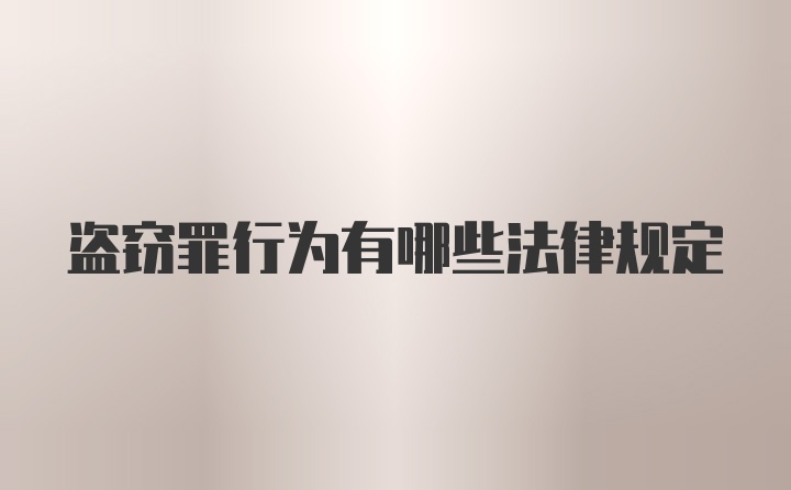 盗窃罪行为有哪些法律规定