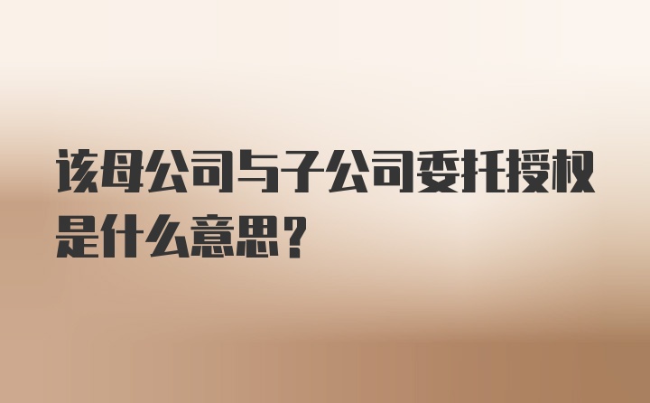 该母公司与子公司委托授权是什么意思？