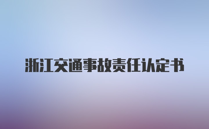 浙江交通事故责任认定书