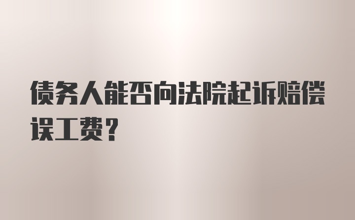 债务人能否向法院起诉赔偿误工费？