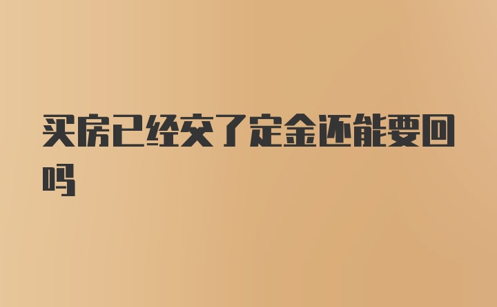 买房已经交了定金还能要回吗