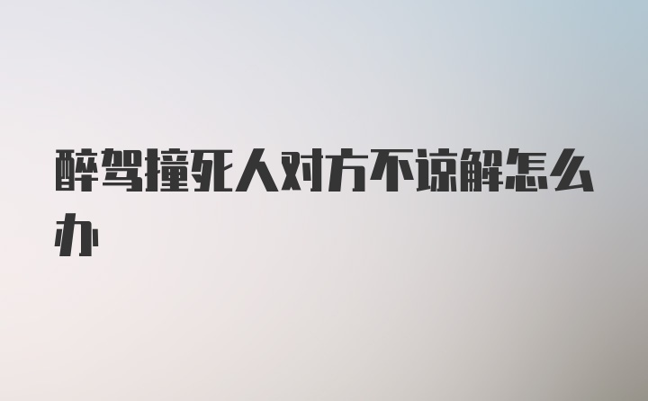 醉驾撞死人对方不谅解怎么办