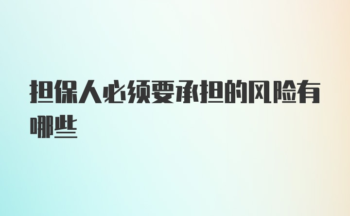 担保人必须要承担的风险有哪些