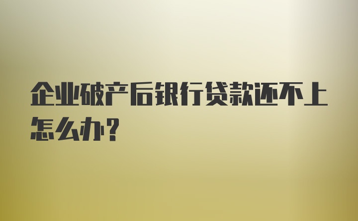 企业破产后银行贷款还不上怎么办？