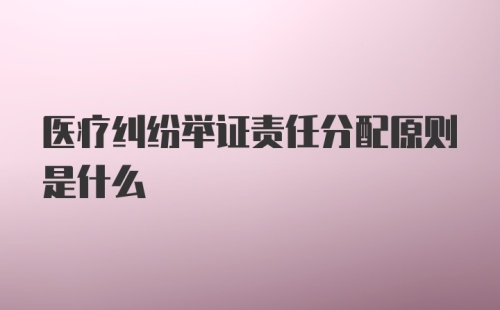 医疗纠纷举证责任分配原则是什么