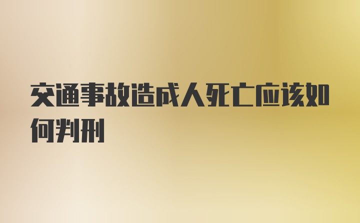 交通事故造成人死亡应该如何判刑