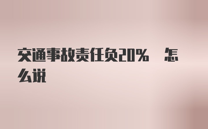 交通事故责任负20% 怎么说