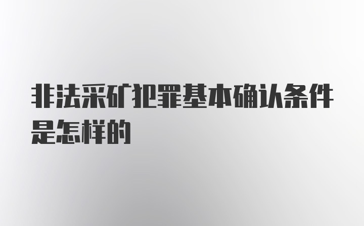 非法采矿犯罪基本确认条件是怎样的