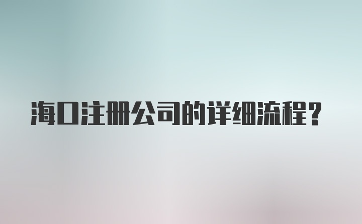 海口注册公司的详细流程？