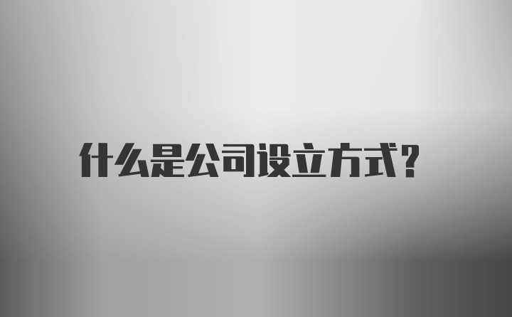 什么是公司设立方式?