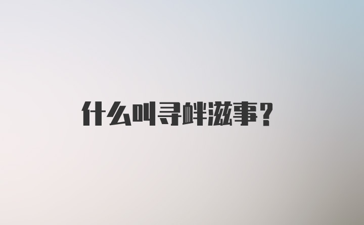 什么叫寻衅滋事？