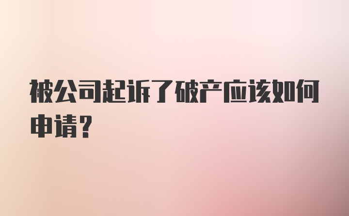 被公司起诉了破产应该如何申请?