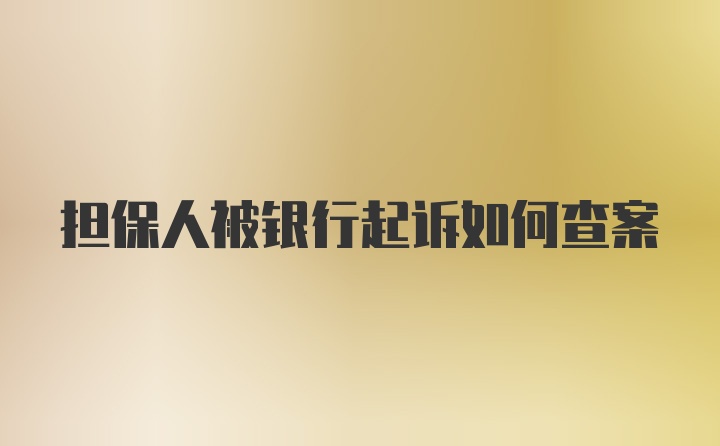 担保人被银行起诉如何查案