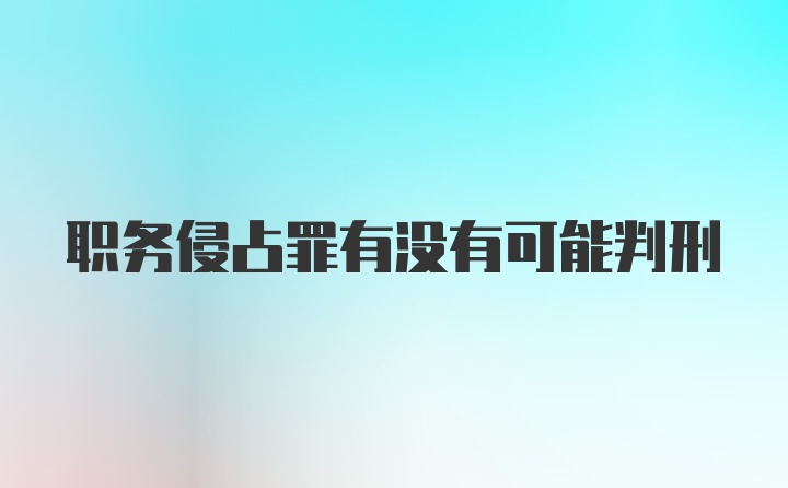 职务侵占罪有没有可能判刑