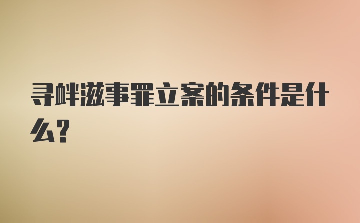 寻衅滋事罪立案的条件是什么？