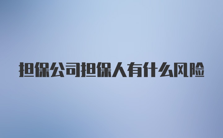 担保公司担保人有什么风险