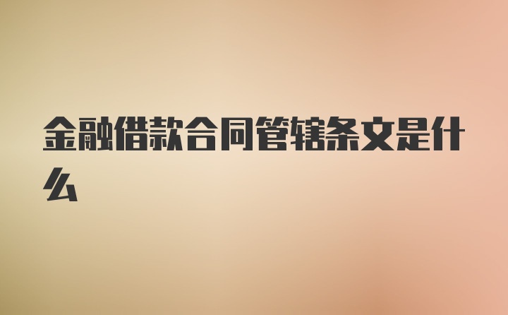 金融借款合同管辖条文是什么