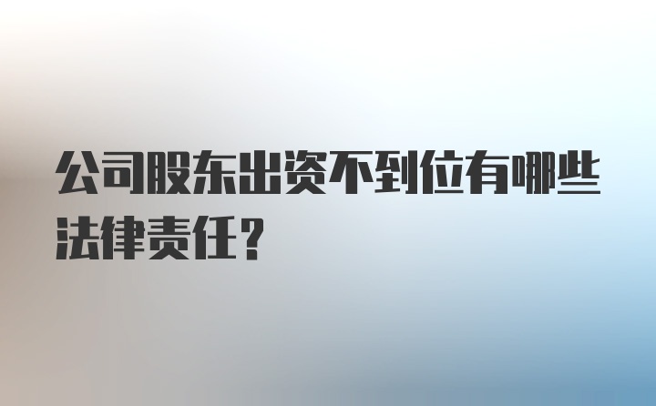 公司股东出资不到位有哪些法律责任？