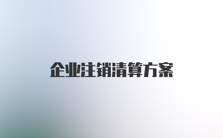 企业注销清算方案