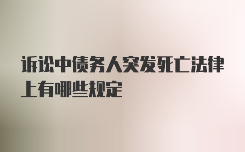 诉讼中债务人突发死亡法律上有哪些规定