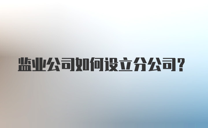 监业公司如何设立分公司？