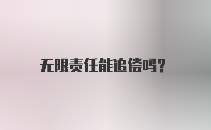 无限责任能追偿吗？