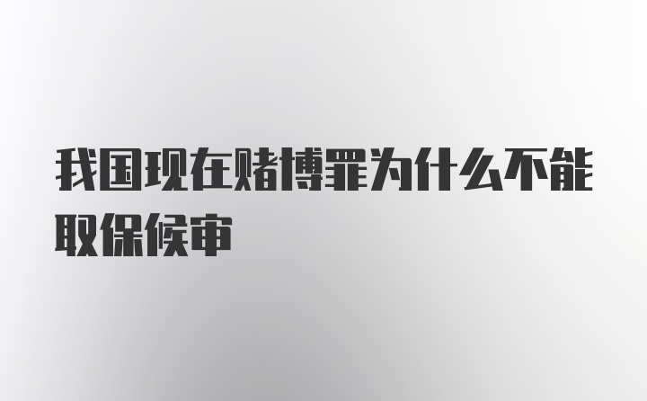 我国现在赌博罪为什么不能取保候审