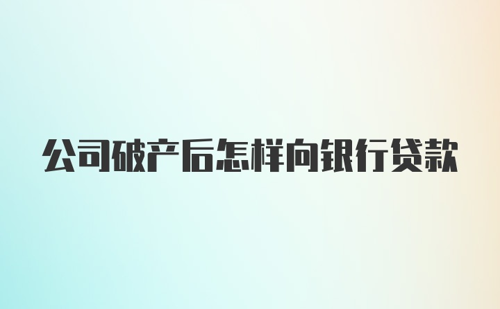 公司破产后怎样向银行贷款