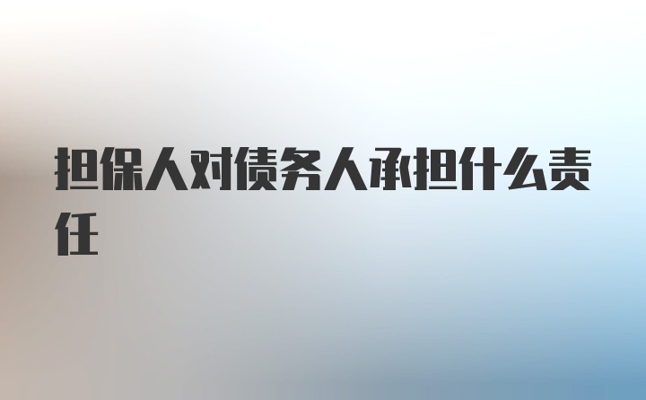 担保人对债务人承担什么责任