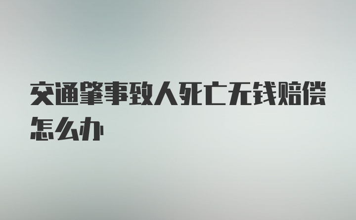 交通肇事致人死亡无钱赔偿怎么办