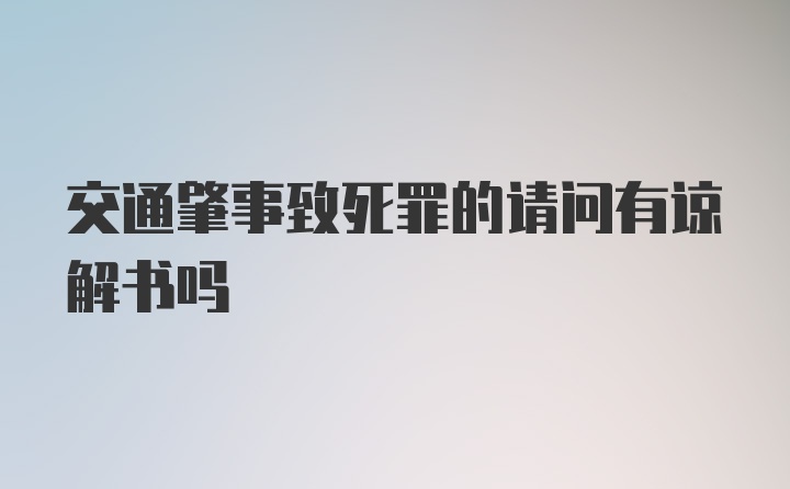 交通肇事致死罪的请问有谅解书吗