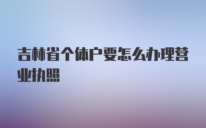 吉林省个体户要怎么办理营业执照