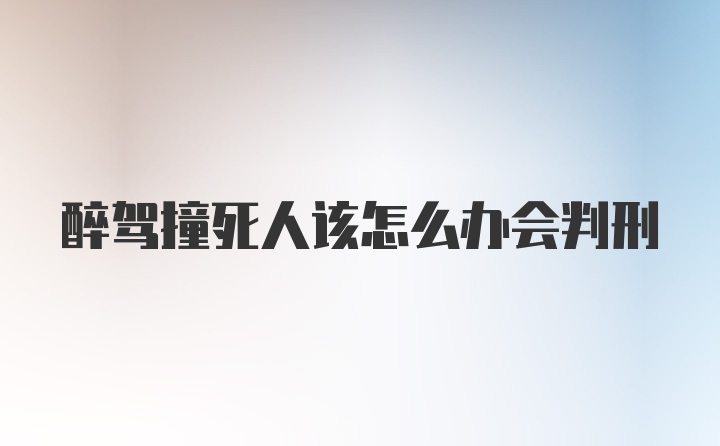 醉驾撞死人该怎么办会判刑