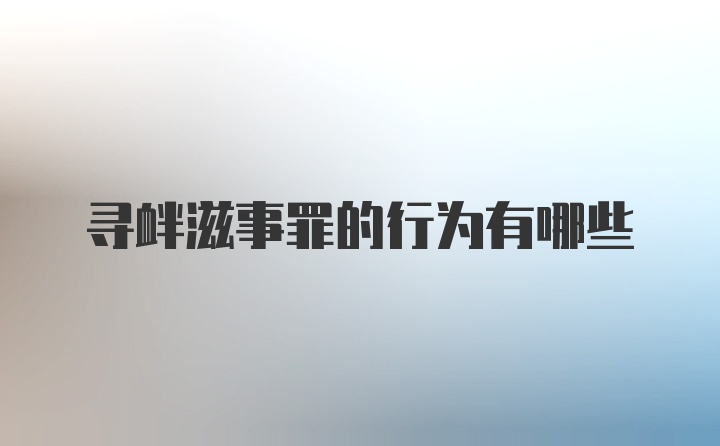 寻衅滋事罪的行为有哪些