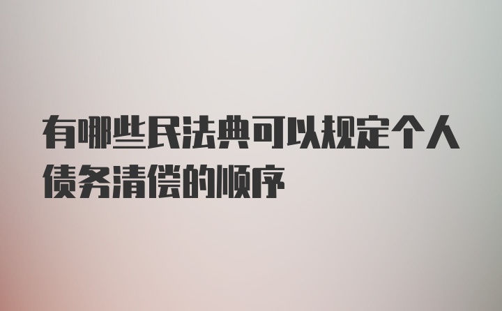 有哪些民法典可以规定个人债务清偿的顺序