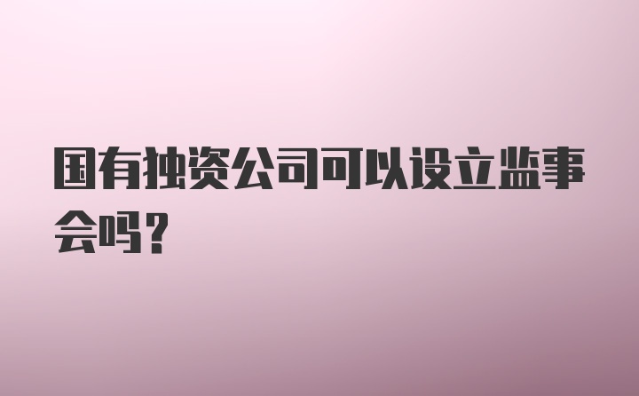 国有独资公司可以设立监事会吗？